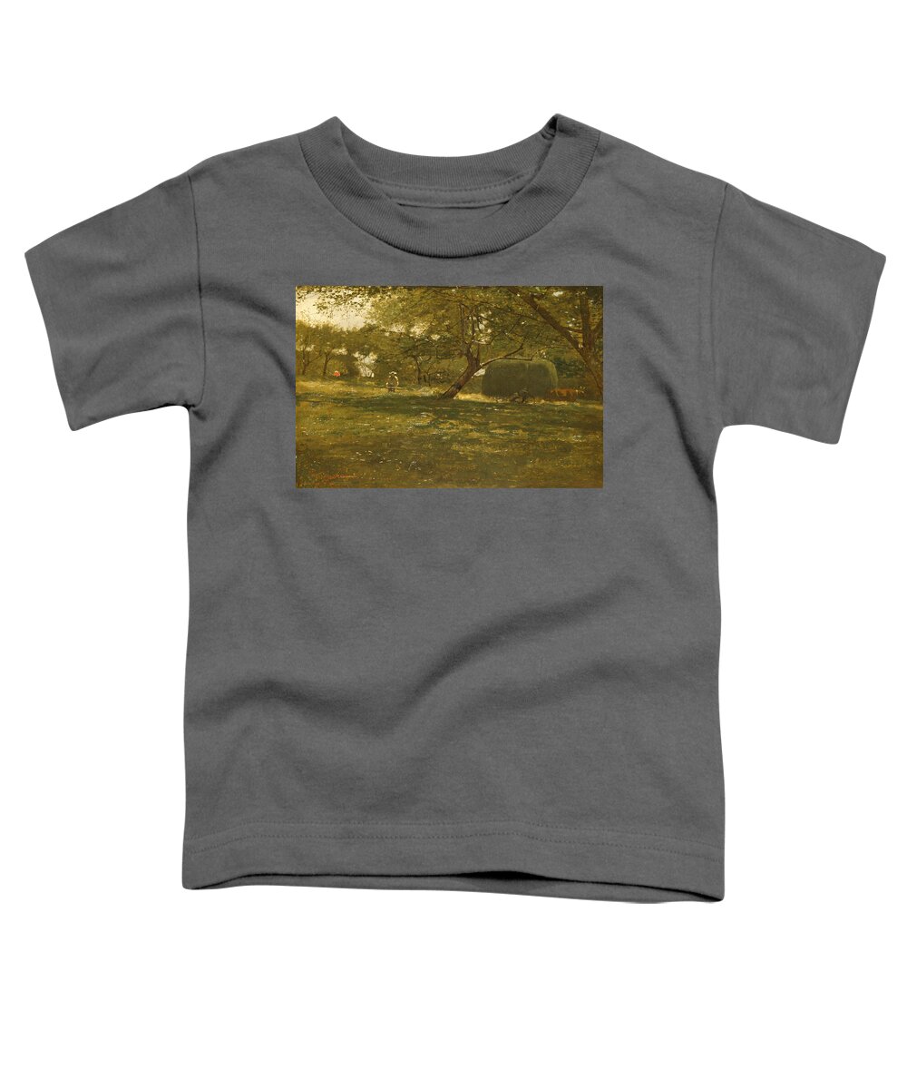Winslow Homer Toddler T-Shirt featuring the painting Harvest Scene by Winslow Homer