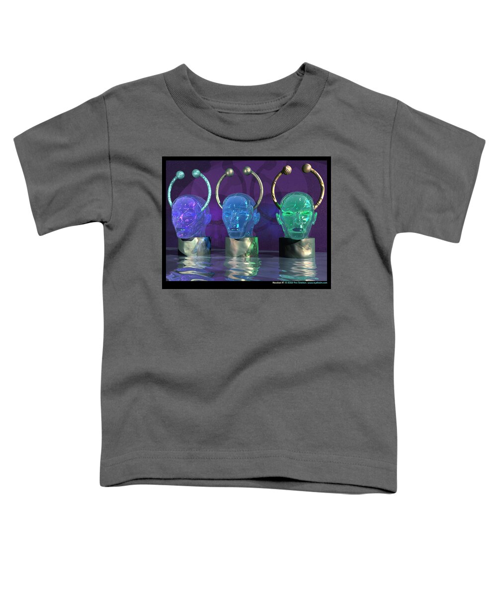 Blue Toddler T-Shirt featuring the digital art Headset 1 by Ann Stretton
