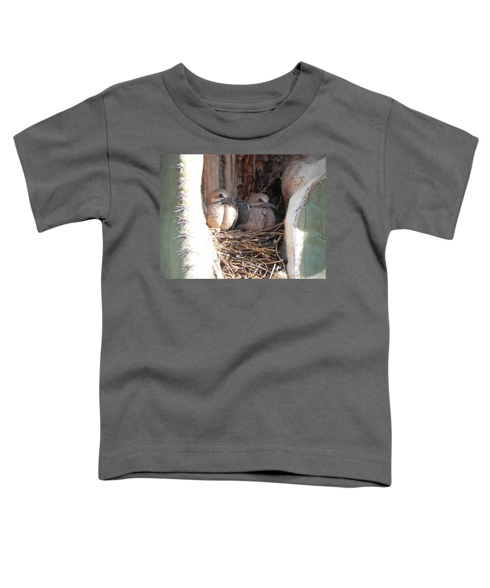 Doves Toddler T-Shirt featuring the photograph Home All Alone by Deb Halloran