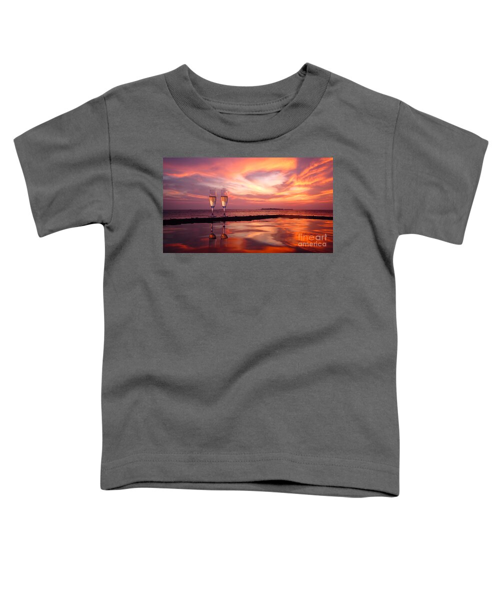 Champagne Toddler T-Shirt featuring the photograph Honeymoon - A Heart In The Sky by Hannes Cmarits