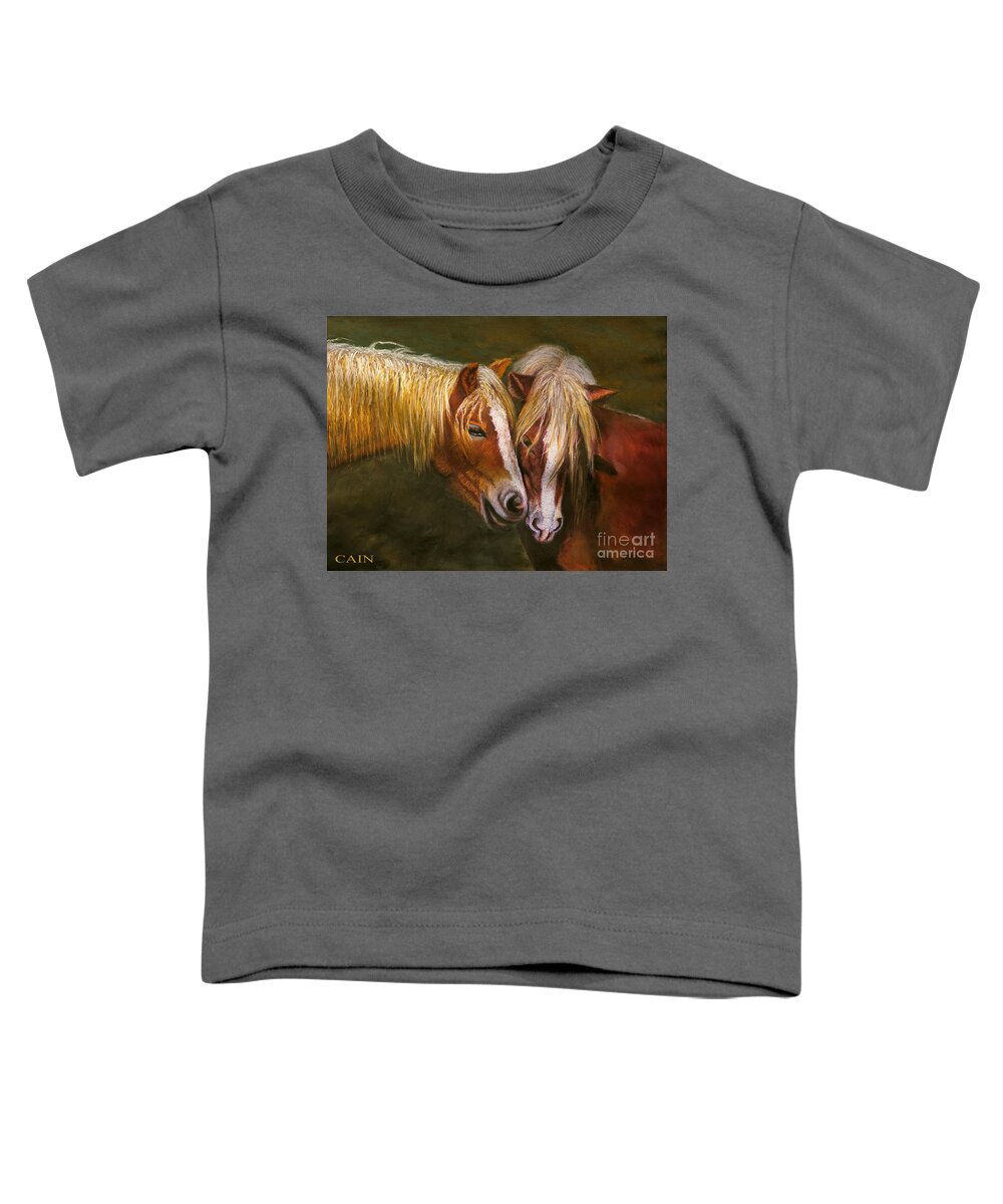 Horses Toddler T-Shirt featuring the painting Horses In Love Art Print by William Cain