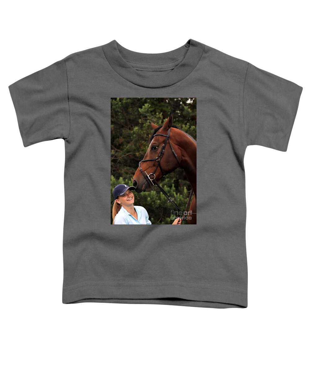 Horse Toddler T-Shirt featuring the photograph Horsie Nudge by Janice Byer