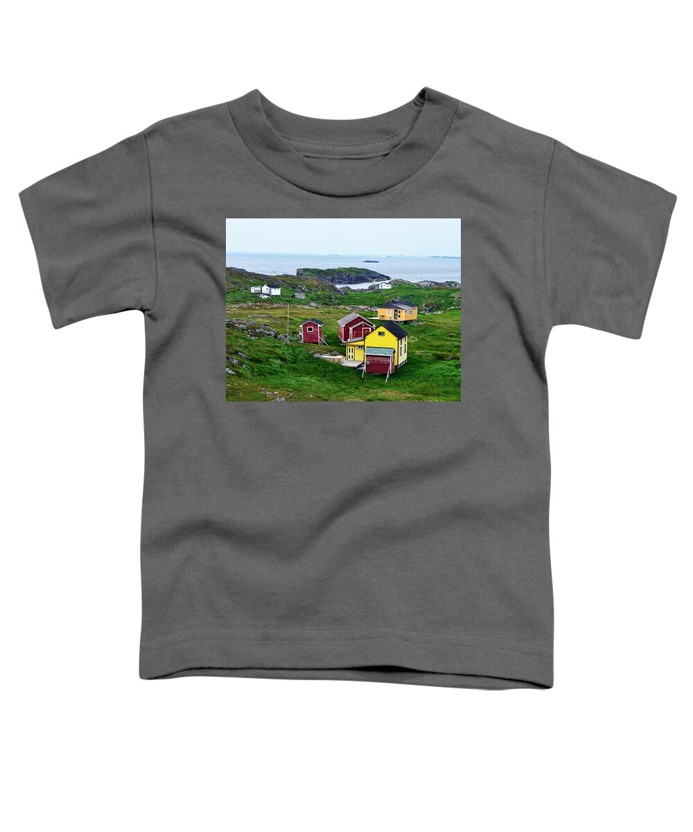 Houses On Little Fogo Island Newfoundland Toddler T-Shirt featuring the photograph Houses on Little Fogo Island Newfoundland by Lisa Phillips