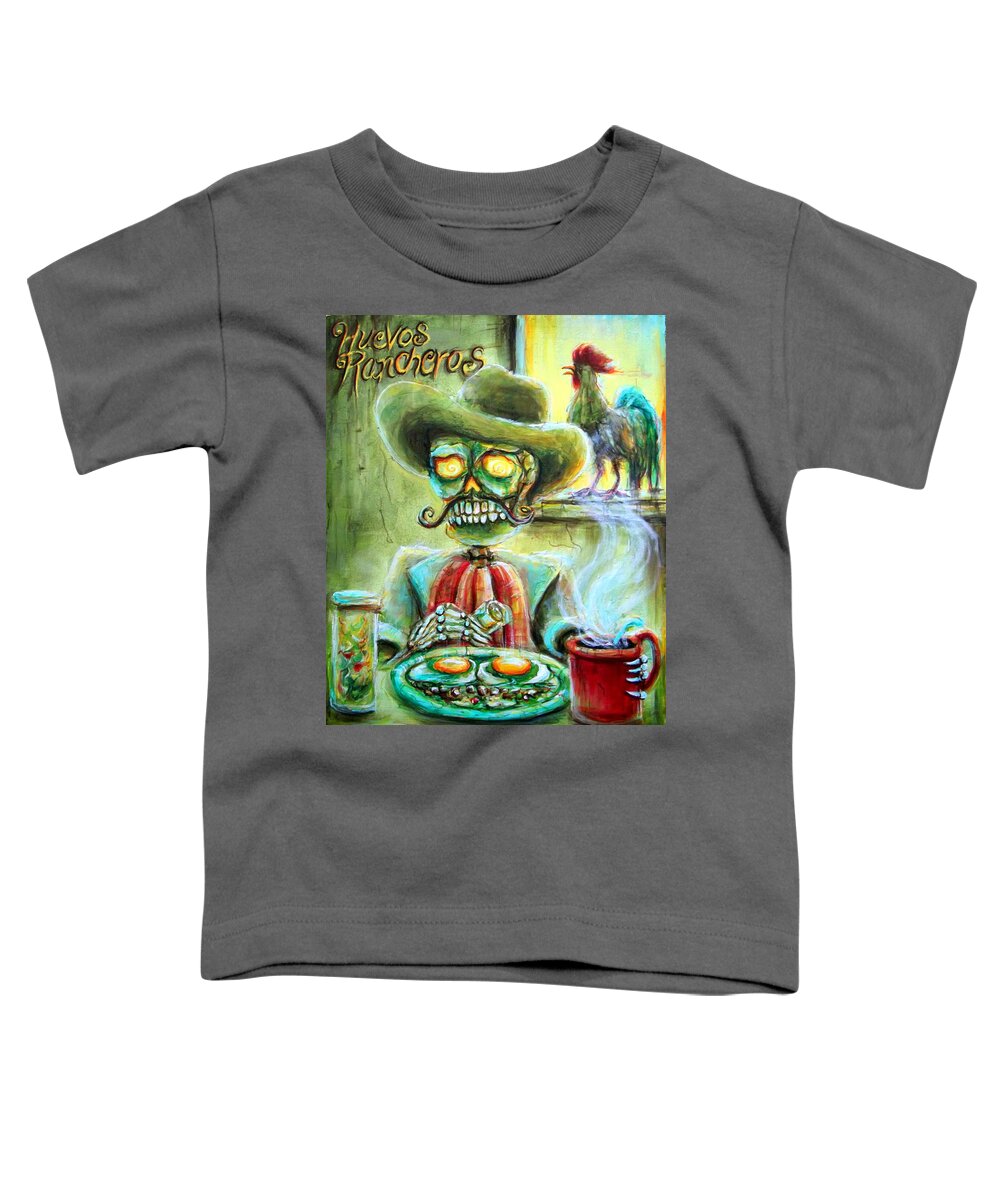 Day Of The Dead Toddler T-Shirt featuring the painting Huevos Rancheros by Heather Calderon