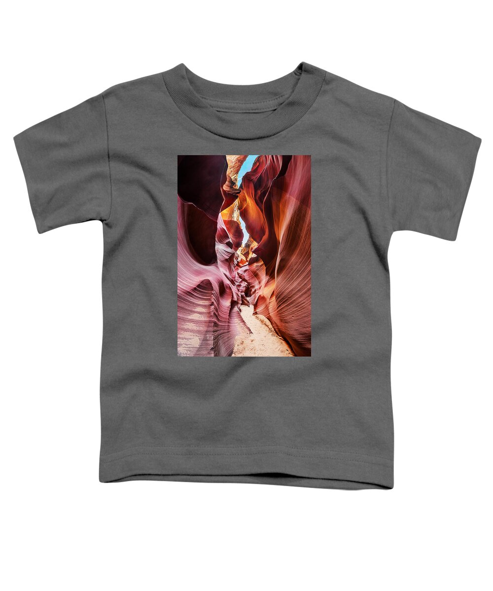 Antelope Canyon Toddler T-Shirt featuring the photograph Into the Slot 2 by Jason Chu