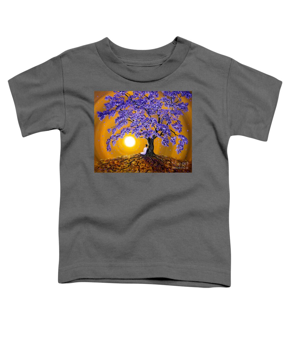 Jacaranda Toddler T-Shirt featuring the painting Jacaranda Sunset Meditation by Laura Iverson