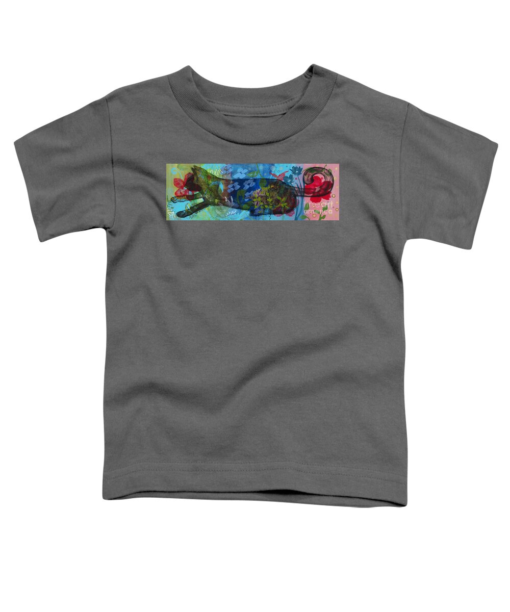 Cat Toddler T-Shirt featuring the painting Jardine Cat by Robin Pedrero