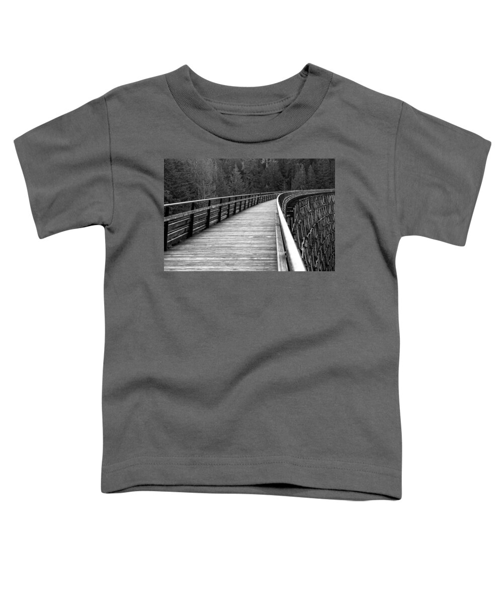 Black And White Toddler T-Shirt featuring the photograph Kinsol Trestle Boardwalk by John Daly