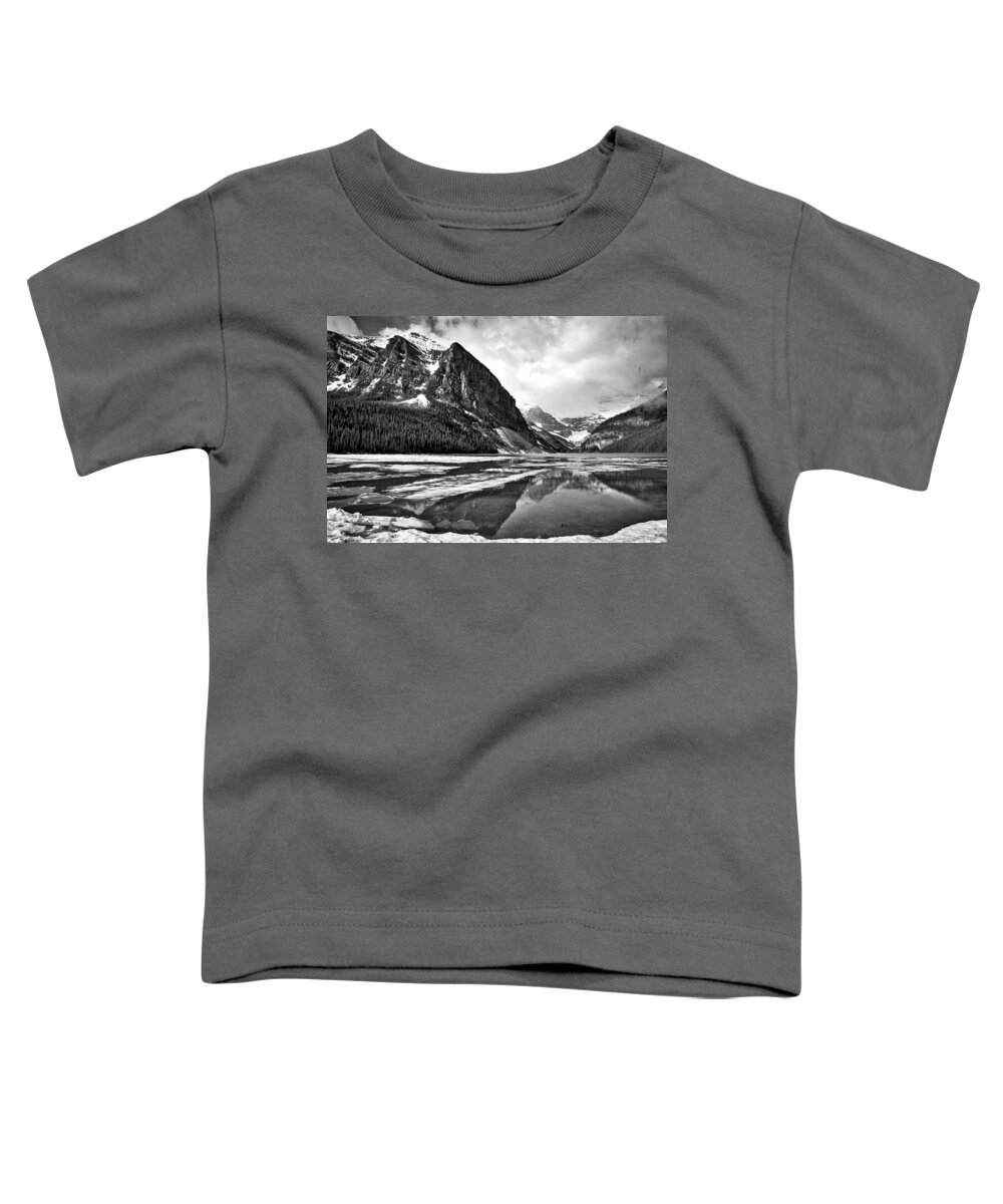 Lake Louise Toddler T-Shirt featuring the photograph Lake Louise - Black and White #3 by Stuart Litoff