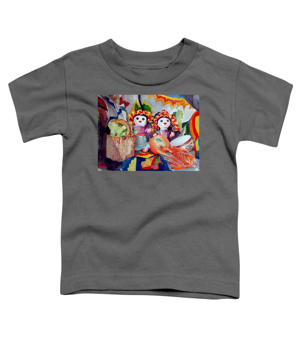 Bright Toddler T-Shirt featuring the painting Las Muneca Chicas by Kandyce Waltensperger