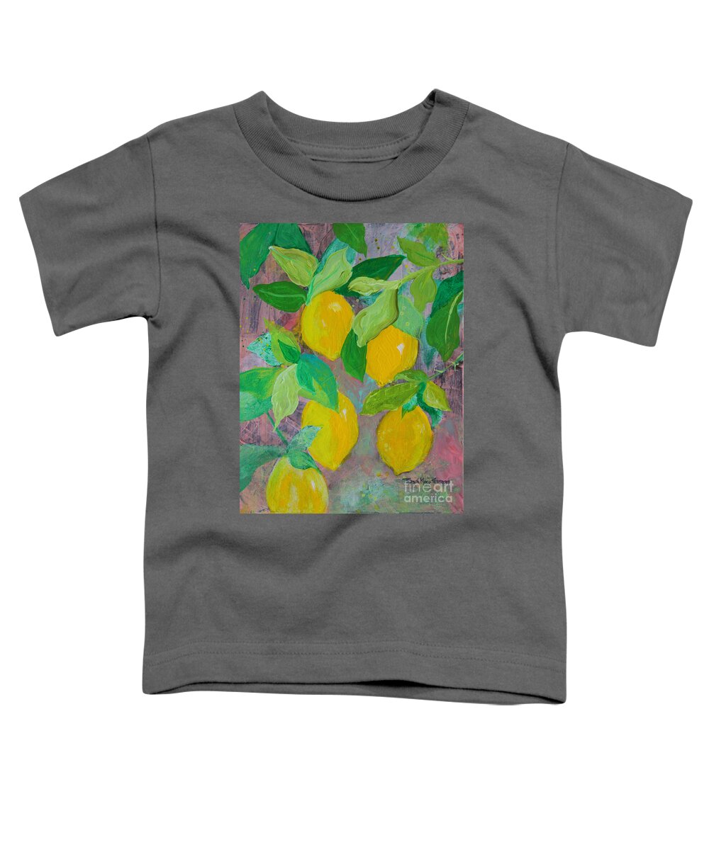 Lemons Toddler T-Shirt featuring the painting Lemons on Lemon Tree by Robin Pedrero