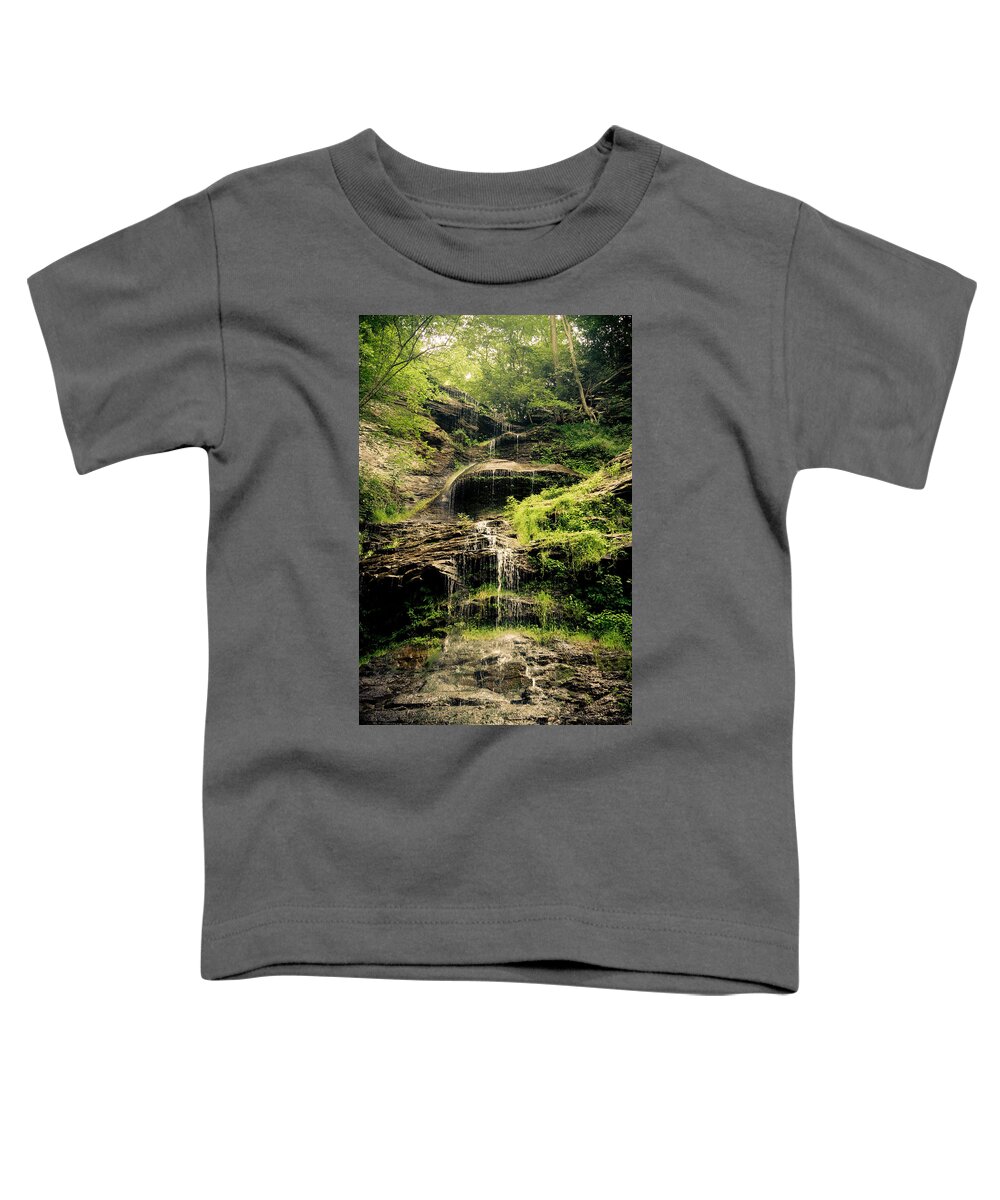 Catherdal Falls Toddler T-Shirt featuring the photograph light flow at Cathedral Falls by Shane Holsclaw