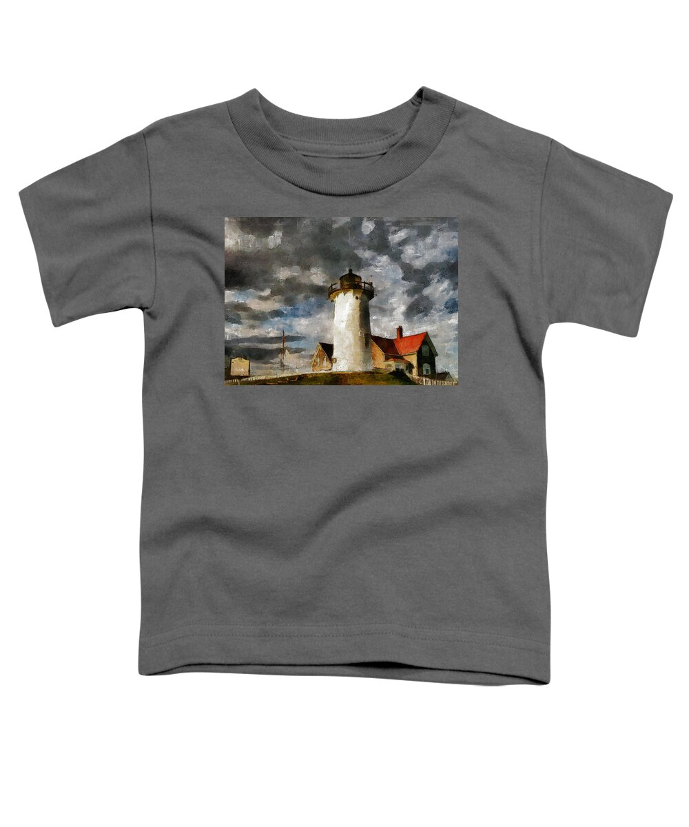 Impressionism Toddler T-Shirt featuring the painting Light House In A Storm by Georgiana Romanovna