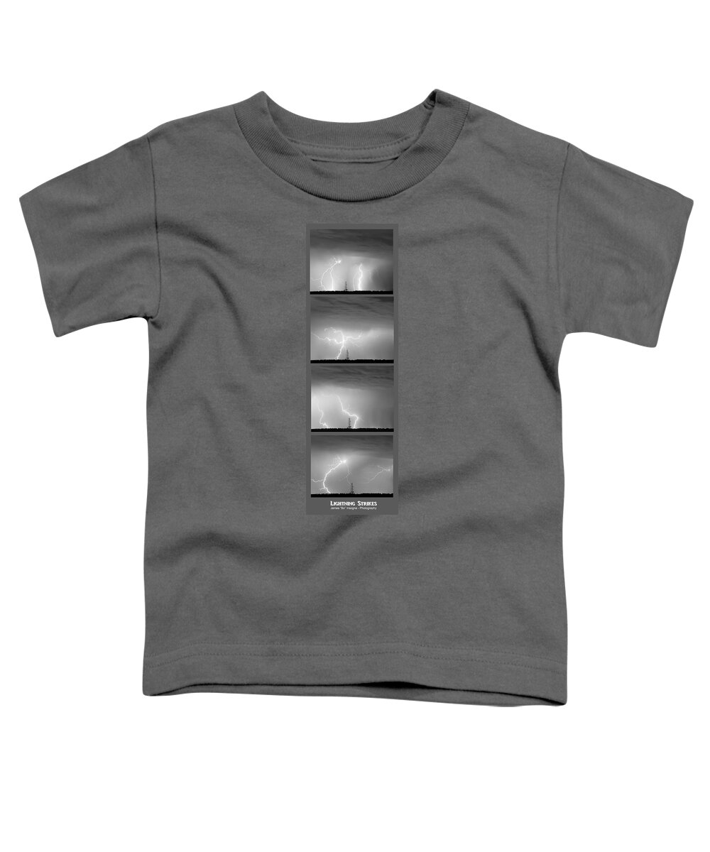 Lightning Toddler T-Shirt featuring the photograph Lightning Strikes 4 Image Vertical Progression by James BO Insogna