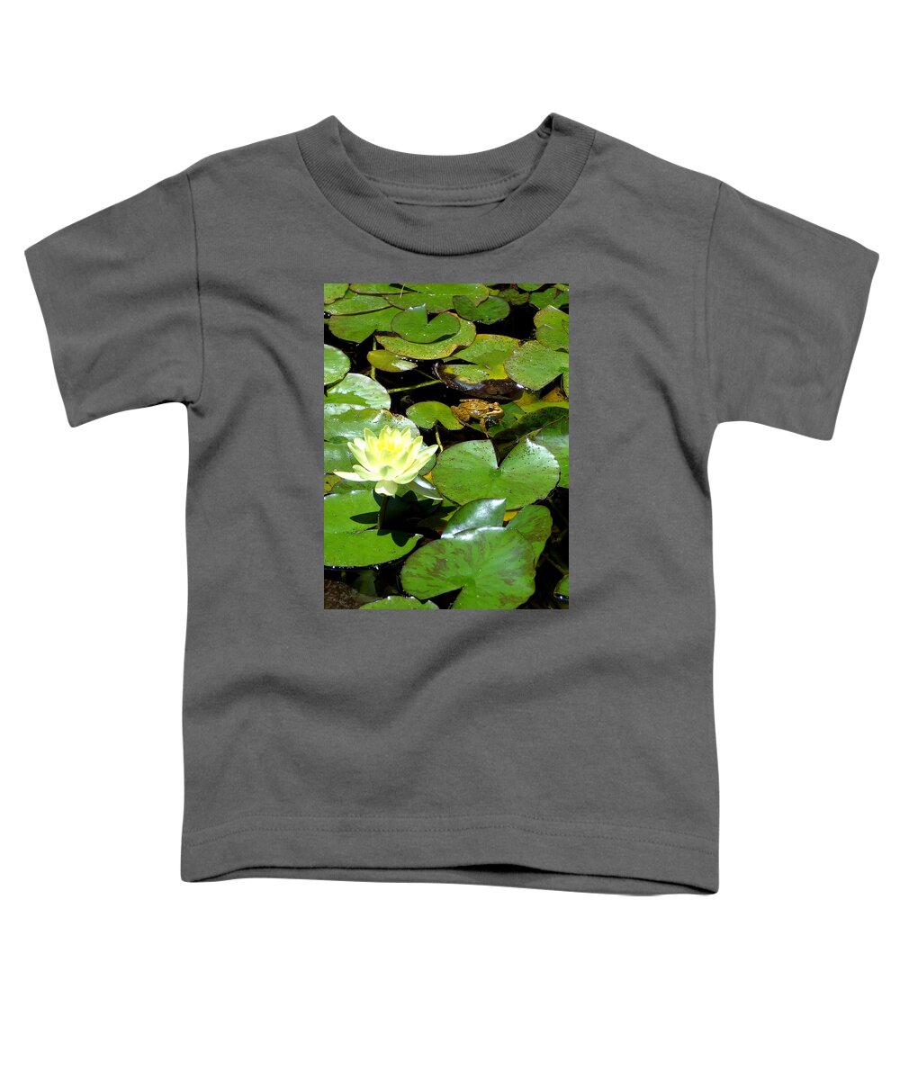 Lily Toddler T-Shirt featuring the photograph Lily and Amphibian Friend by Steve Kearns