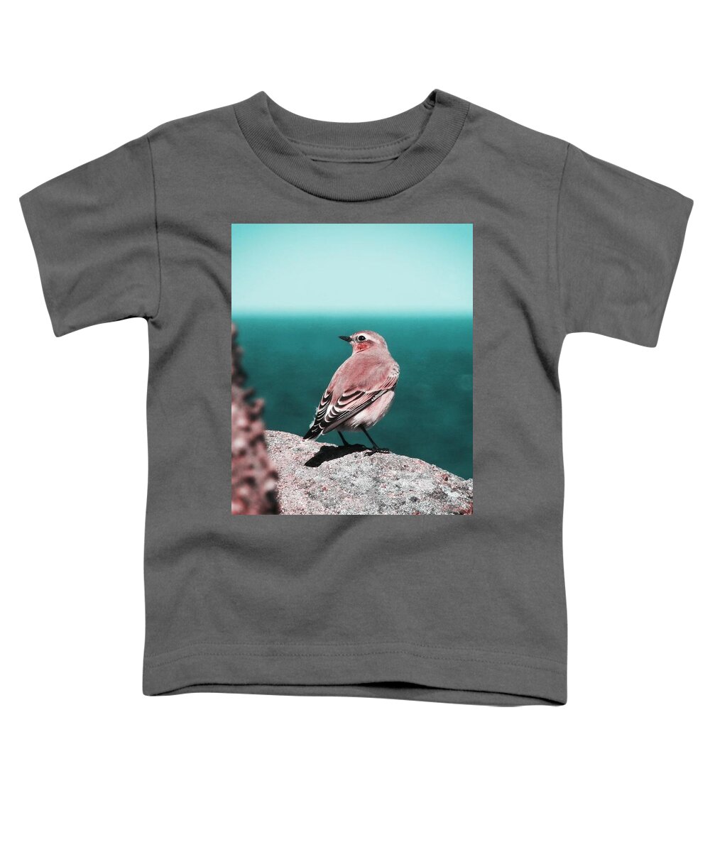 Wheatear Toddler T-Shirt featuring the photograph Listening To The Sea by Zinvolle Art
