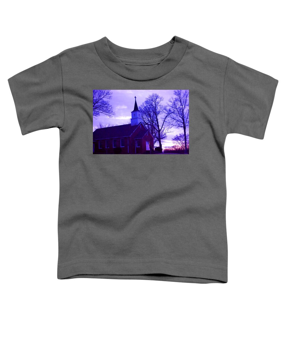Landscape Toddler T-Shirt featuring the photograph Little Church at Night by Morgan Carter