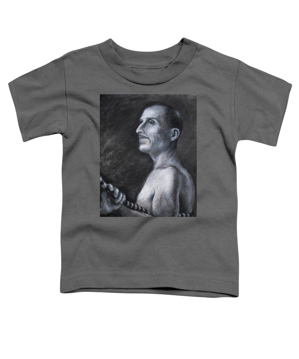 Portrait Toddler T-Shirt featuring the drawing Luis and Rope by Marian Berg