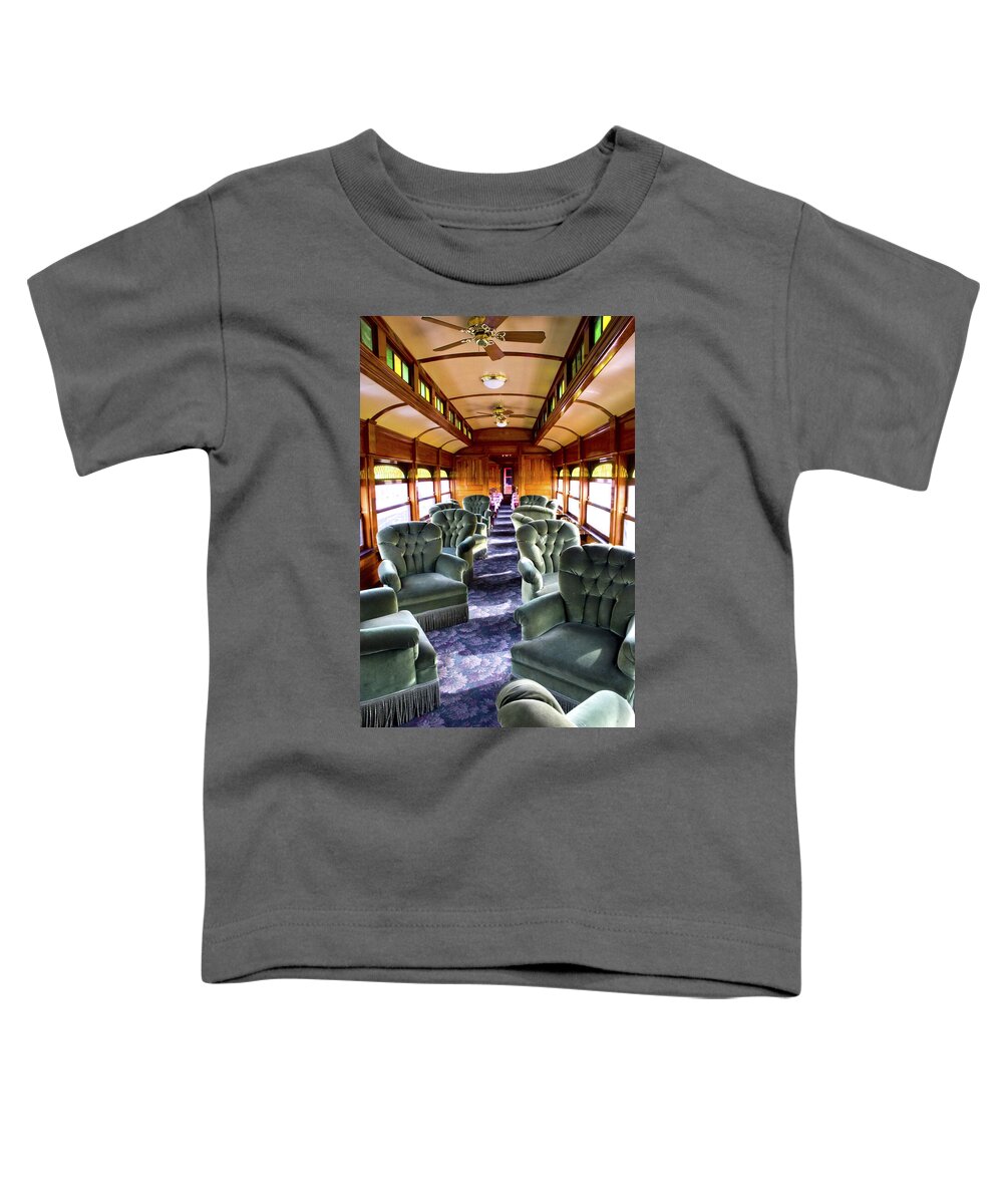 Railroad Toddler T-Shirt featuring the photograph Luxury Lounge car of early railroading by Paul W Faust - Impressions of Light