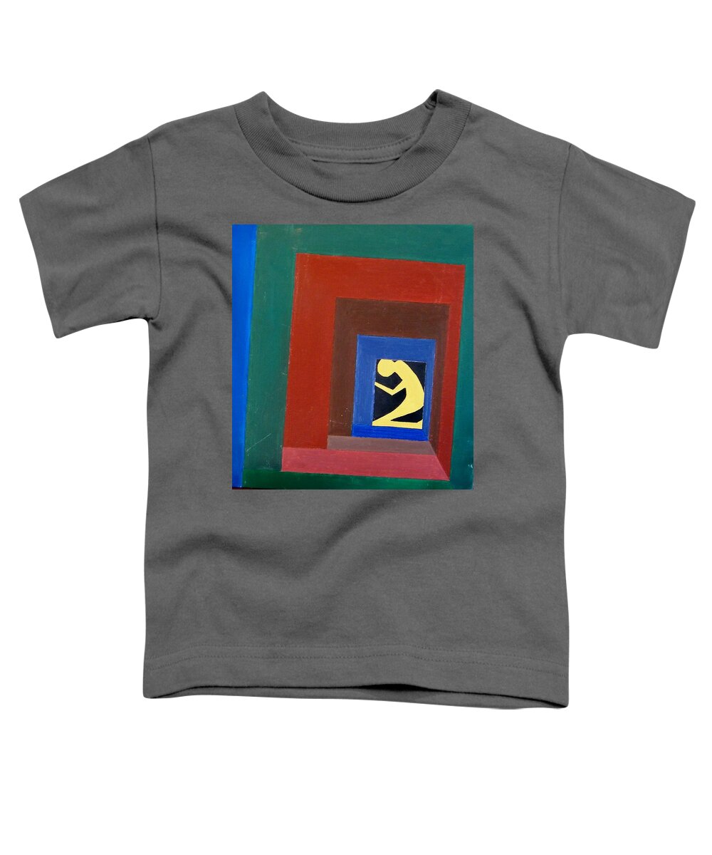 Man Toddler T-Shirt featuring the painting Man in a Box by Lenore Senior