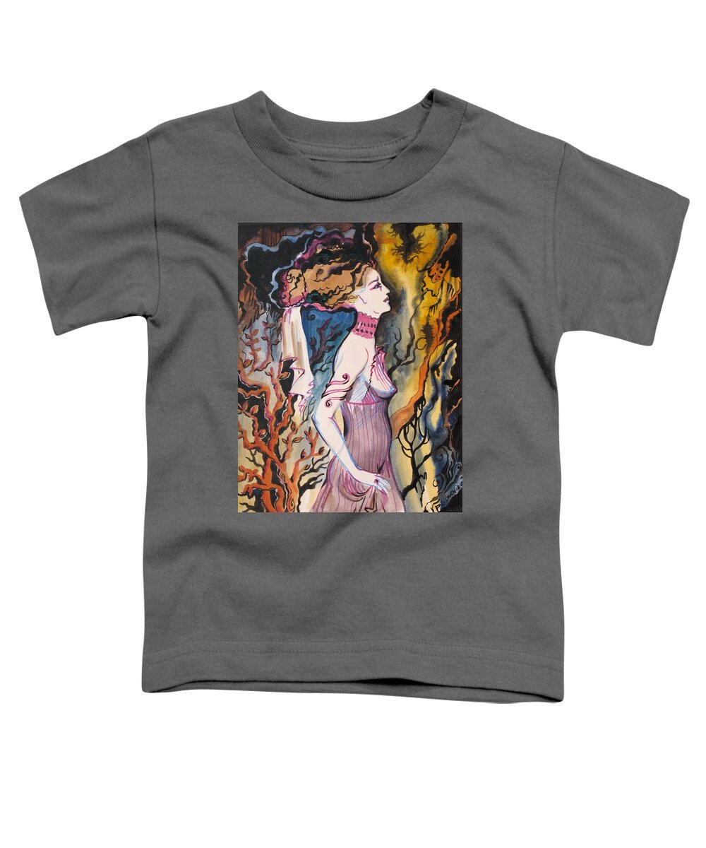 Woman Toddler T-Shirt featuring the painting Many centuries ago by Valentina Plishchina