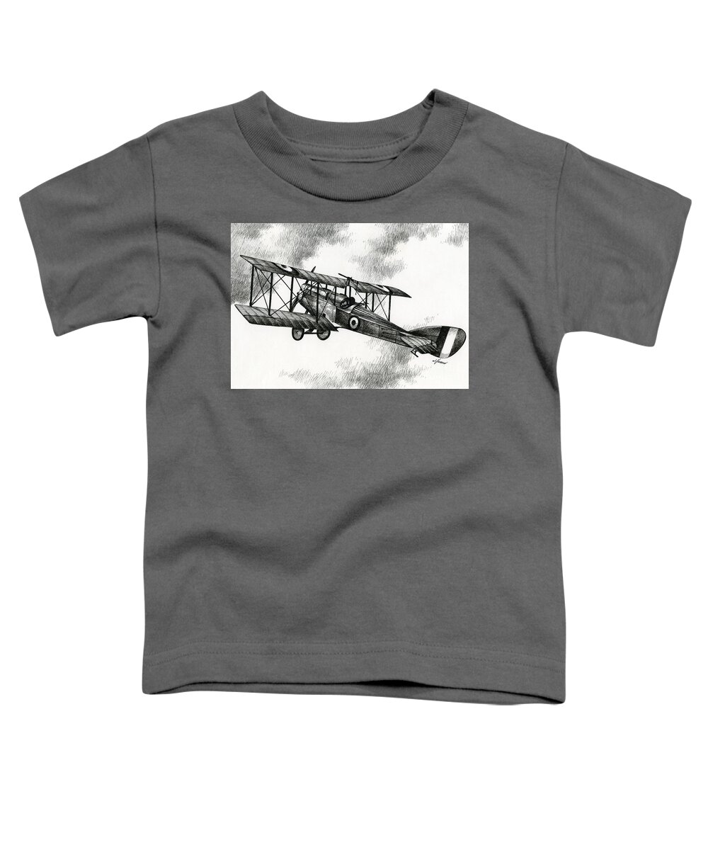 Airplane Drawing Toddler T-Shirt featuring the drawing Martinsyde G 100 by James Williamson