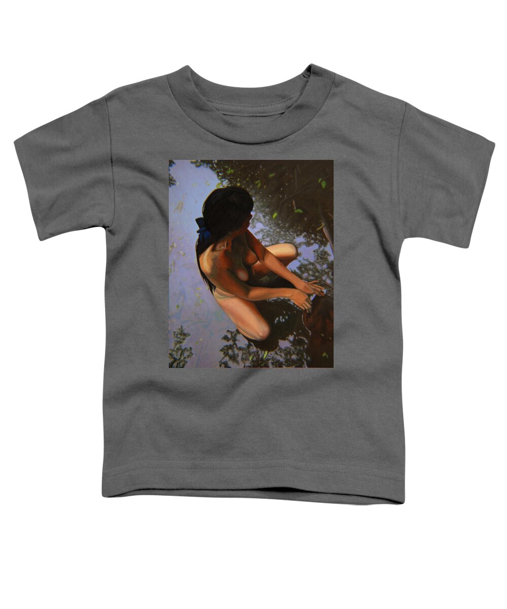 Figure Toddler T-Shirt featuring the painting May Morning Arkansas River by Thu Nguyen