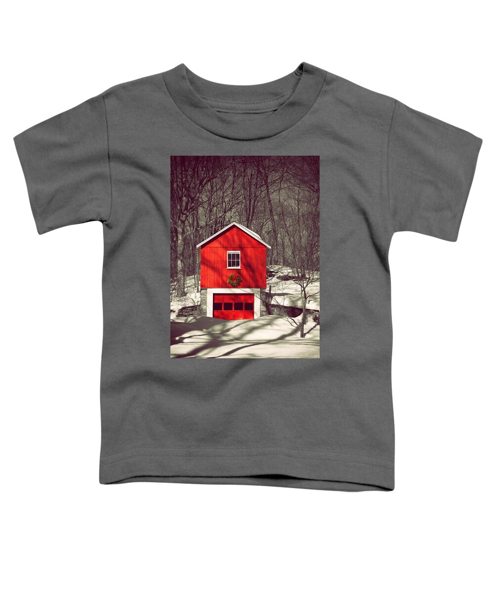 Winter Toddler T-Shirt featuring the photograph Merry Red by Karol Livote