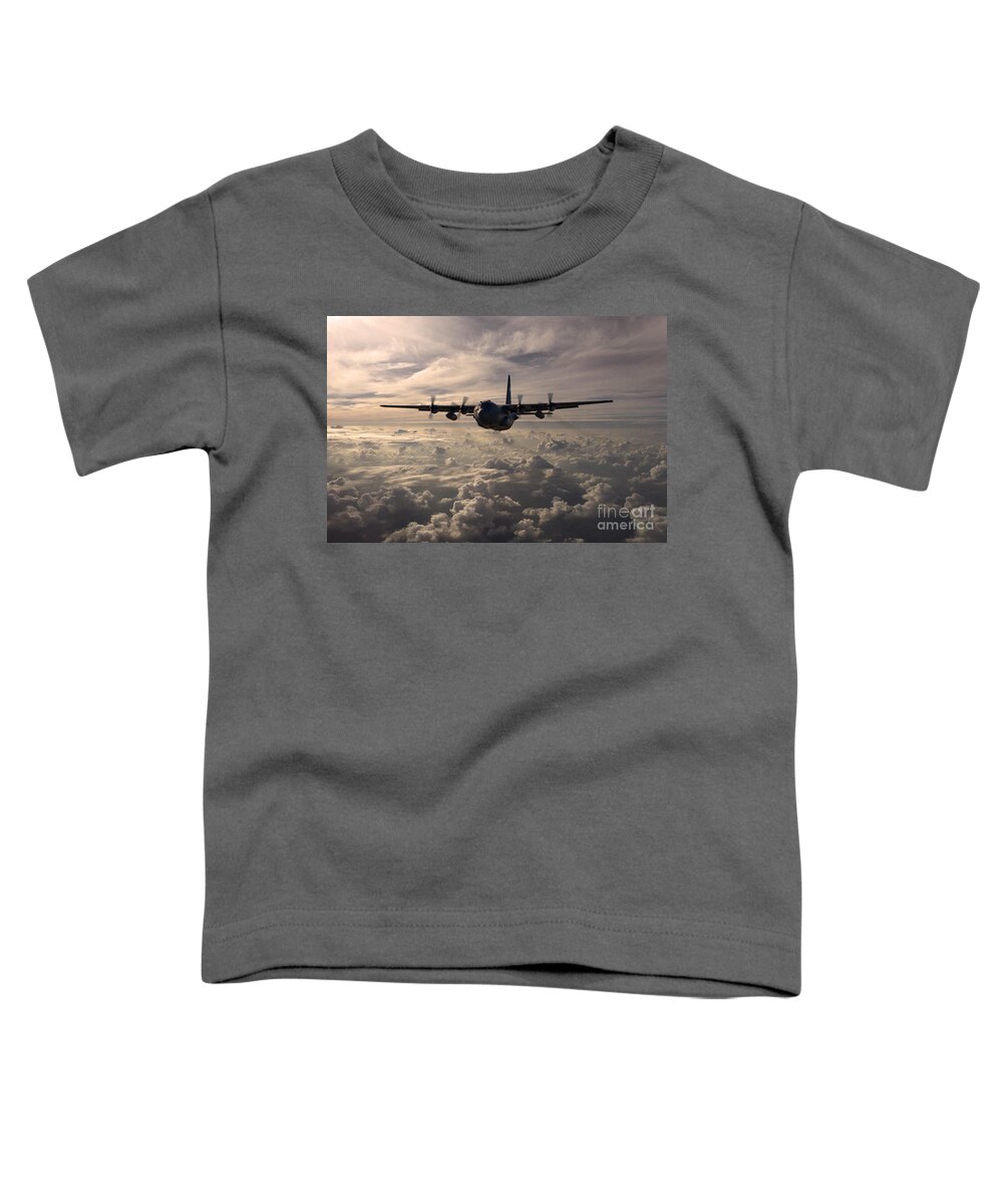 Lockheed Toddler T-Shirt featuring the digital art Mighty Hercules by Airpower Art