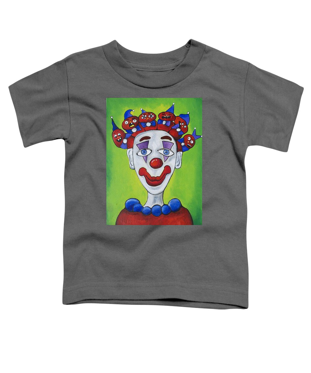 Circus Toddler T-Shirt featuring the painting Miss.Curly Clown by Patricia Arroyo