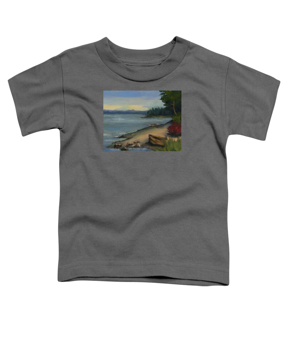 Maria Hunt Toddler T-Shirt featuring the painting Misty October Puget Sound by Maria Hunt