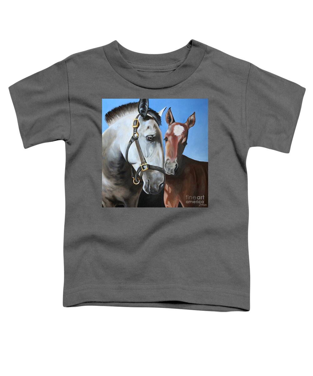 Horses Toddler T-Shirt featuring the painting Mom by Debbie Hart