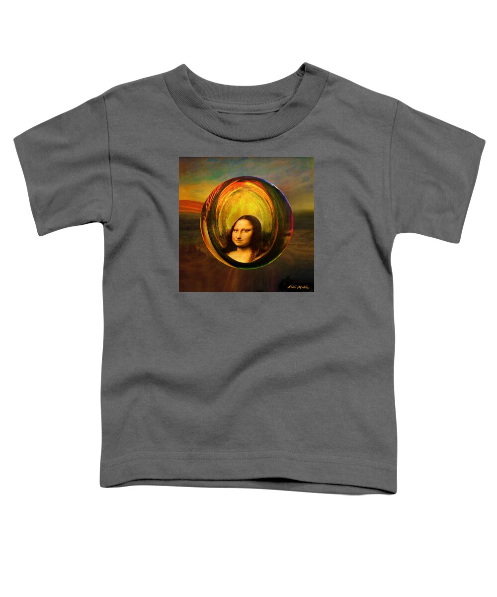Mona Lisa Toddler T-Shirt featuring the painting Mona Lisa Circondata by Robin Moline