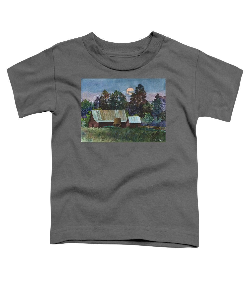 Moonlight Painting Toddler T-Shirt featuring the painting Moonlight over Caribou by Anne Gifford