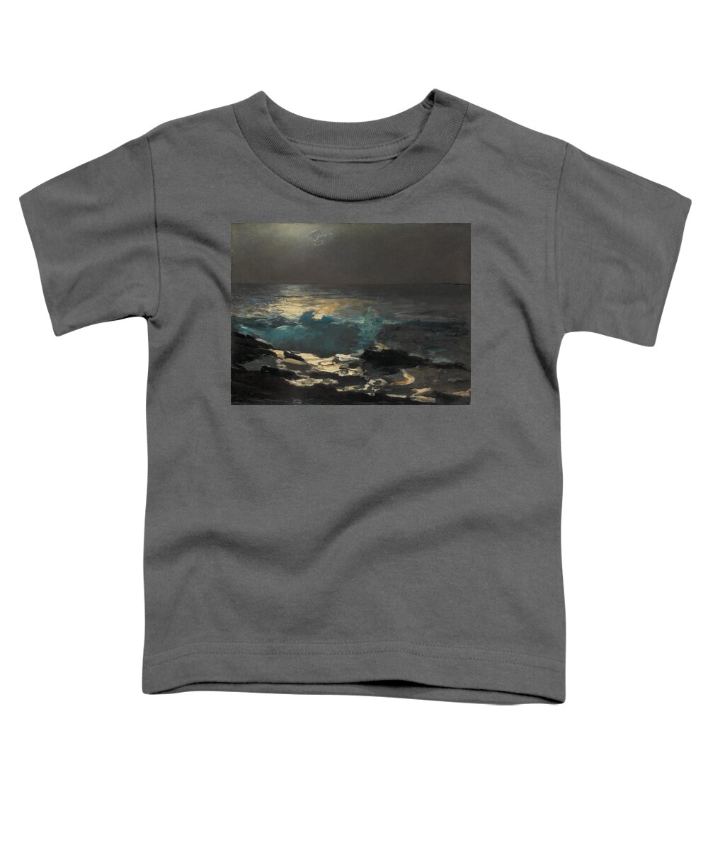 Winslow Homer Toddler T-Shirt featuring the painting Moonlight. Wood Island Light by Winslow Homer