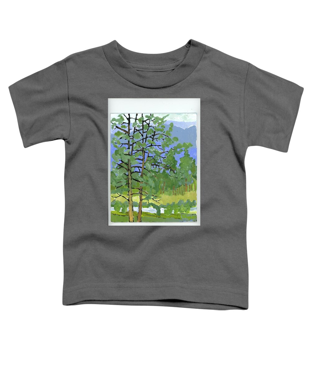 Landscape Toddler T-Shirt featuring the painting Morning in the hills by Rodger Ellingson