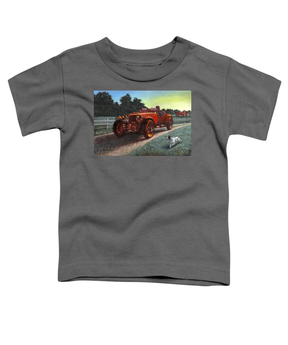Red Toddler T-Shirt featuring the painting Motor Car by Richard De Wolfe