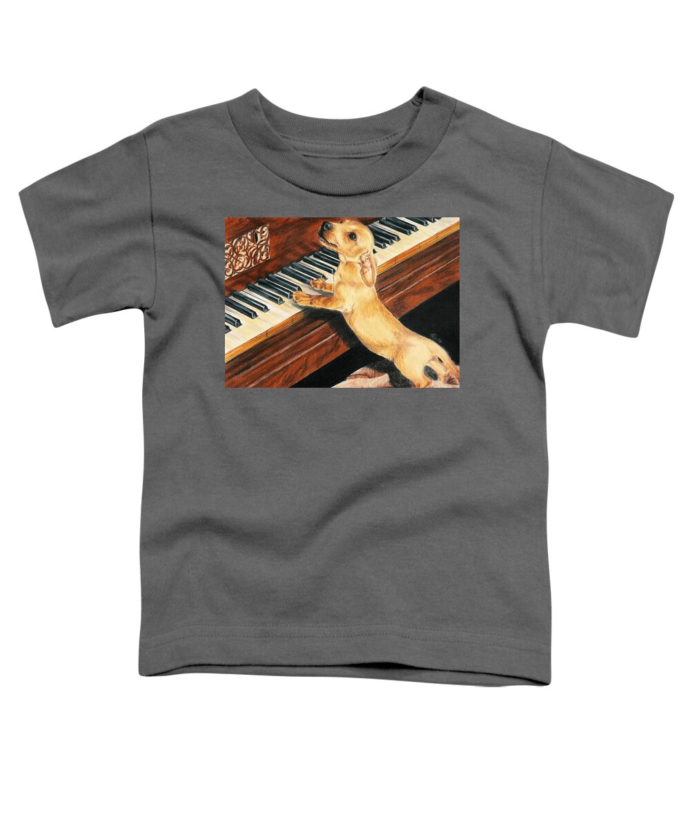 Purebred Dog Toddler T-Shirt featuring the drawing Mozart's Apprentice by Barbara Keith