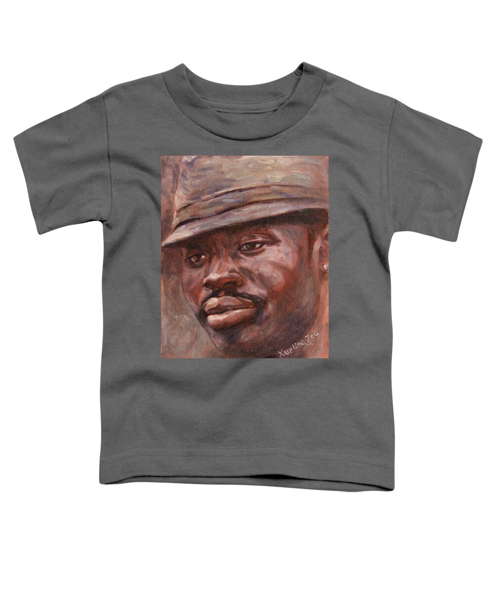 Mr Cool Hat Toddler T-Shirt featuring the painting Mr Cool Hat by Xueling Zou