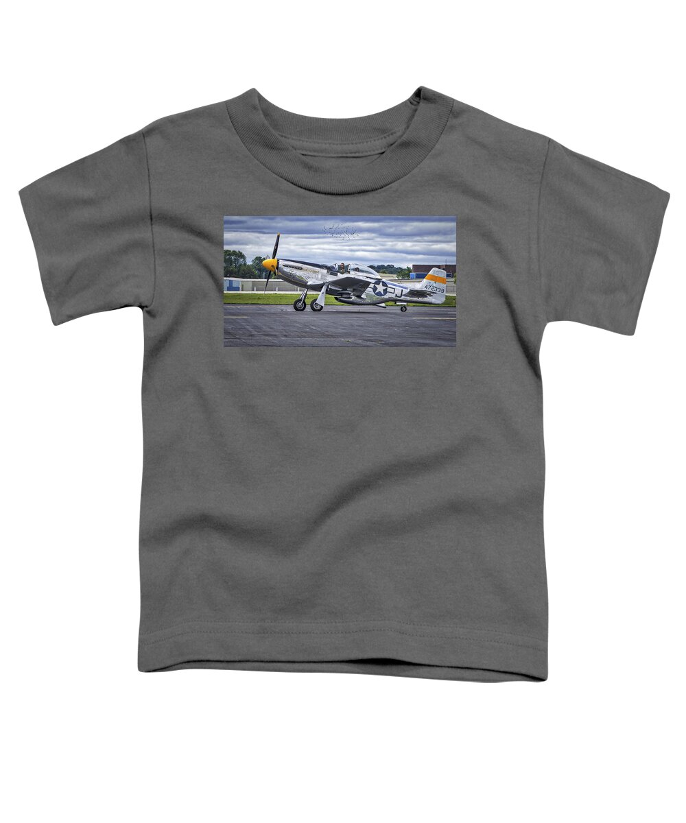 Airport Toddler T-Shirt featuring the photograph Mustang P51 by Steven Ralser