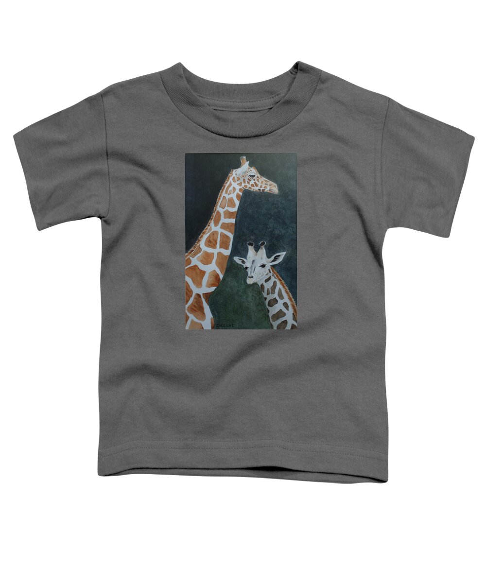 Zoo Toddler T-Shirt featuring the painting Neck and Neck by Jill Ciccone Pike