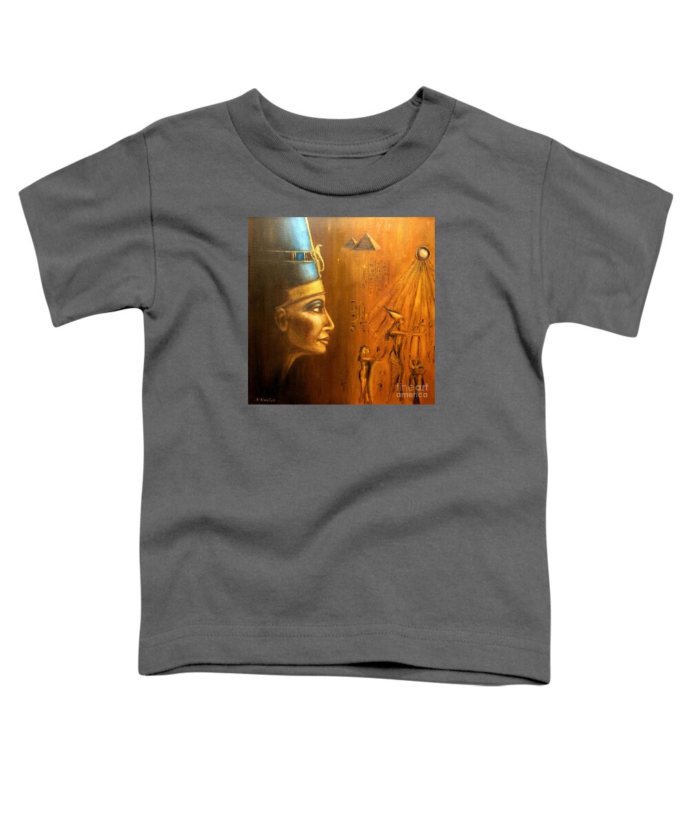 Queen Of Egypt Toddler T-Shirt featuring the painting Nefertiti by Arturas Slapsys