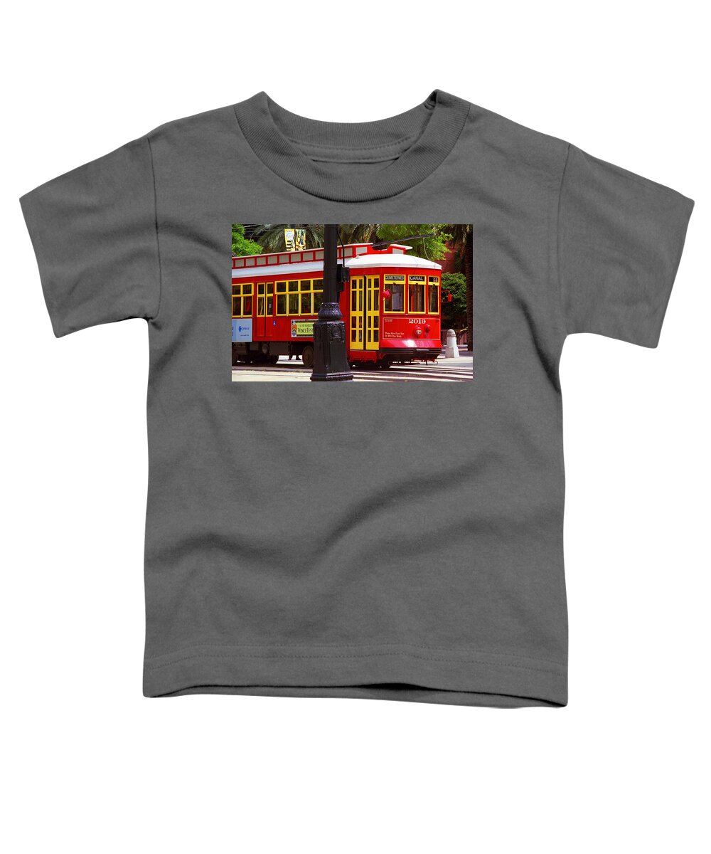 America Toddler T-Shirt featuring the photograph New Orleans Trolley by Frank Romeo