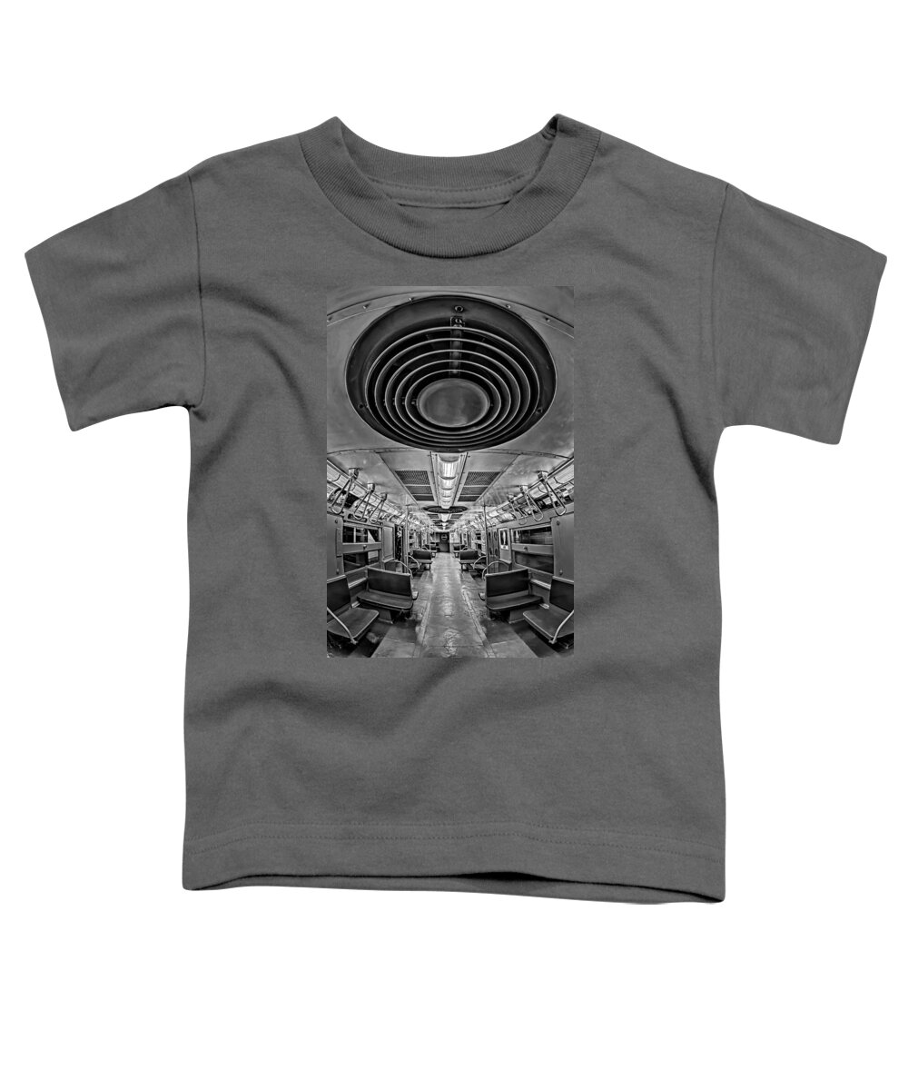 Big Apple Toddler T-Shirt featuring the photograph New York City Subway Train BW by Susan Candelario