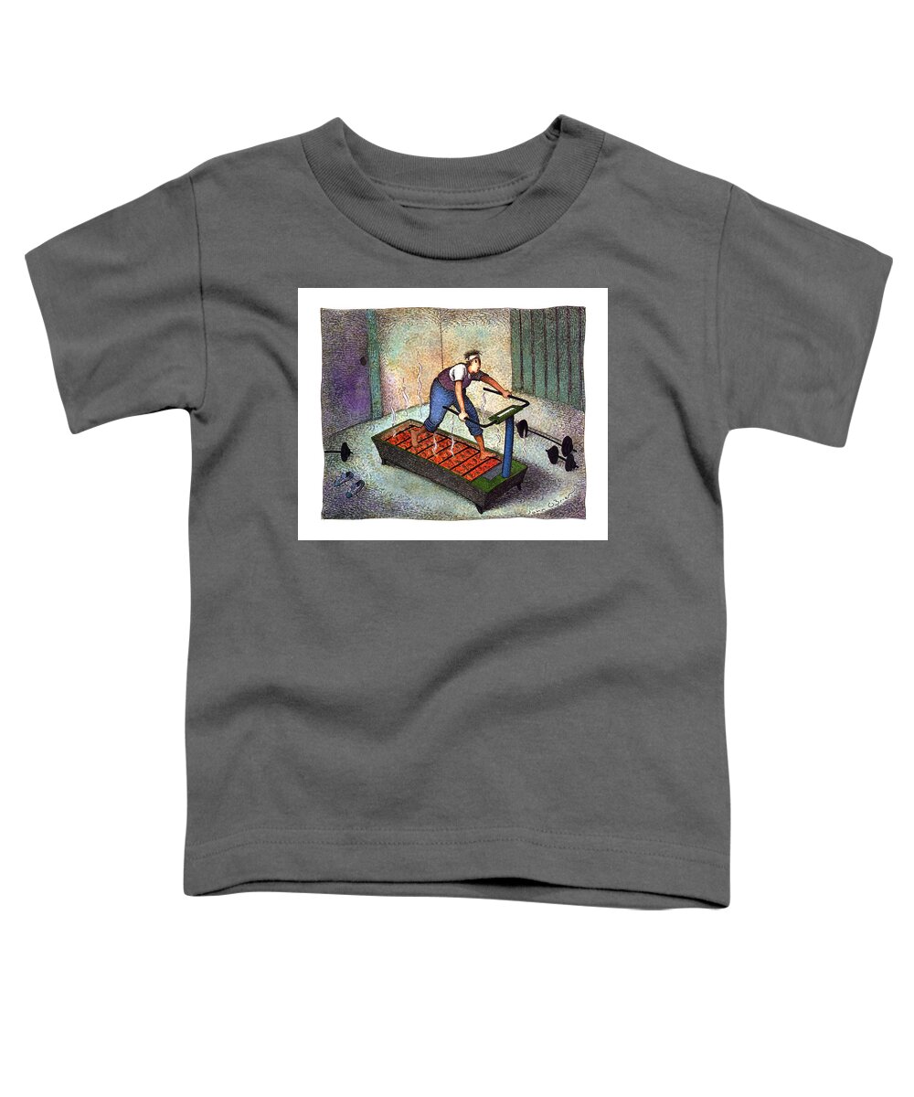 (a Man On A Treadmill Filled With Hot Coals)
Fitness Toddler T-Shirt featuring the drawing New Yorker April 25th, 1994 by John O'Brien