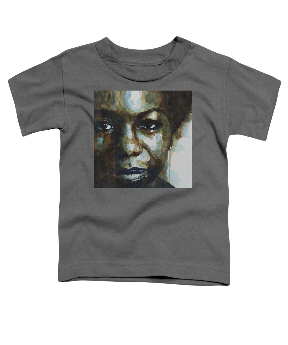 Nina Simone Toddler T-Shirt featuring the painting Nina Simone Ain't Got No by Paul Lovering