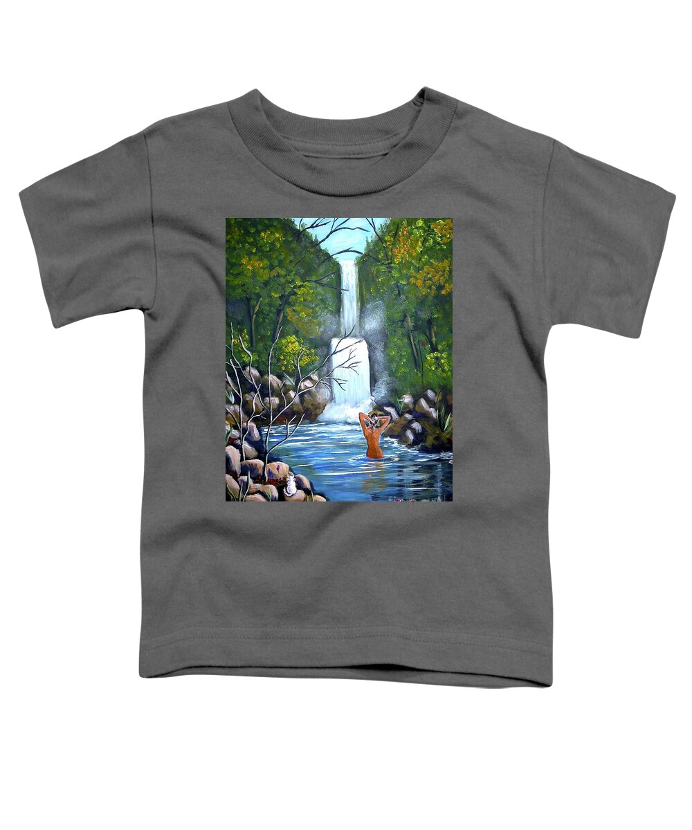 Waterfall Toddler T-Shirt featuring the painting Nymph in Pool by Phyllis Kaltenbach