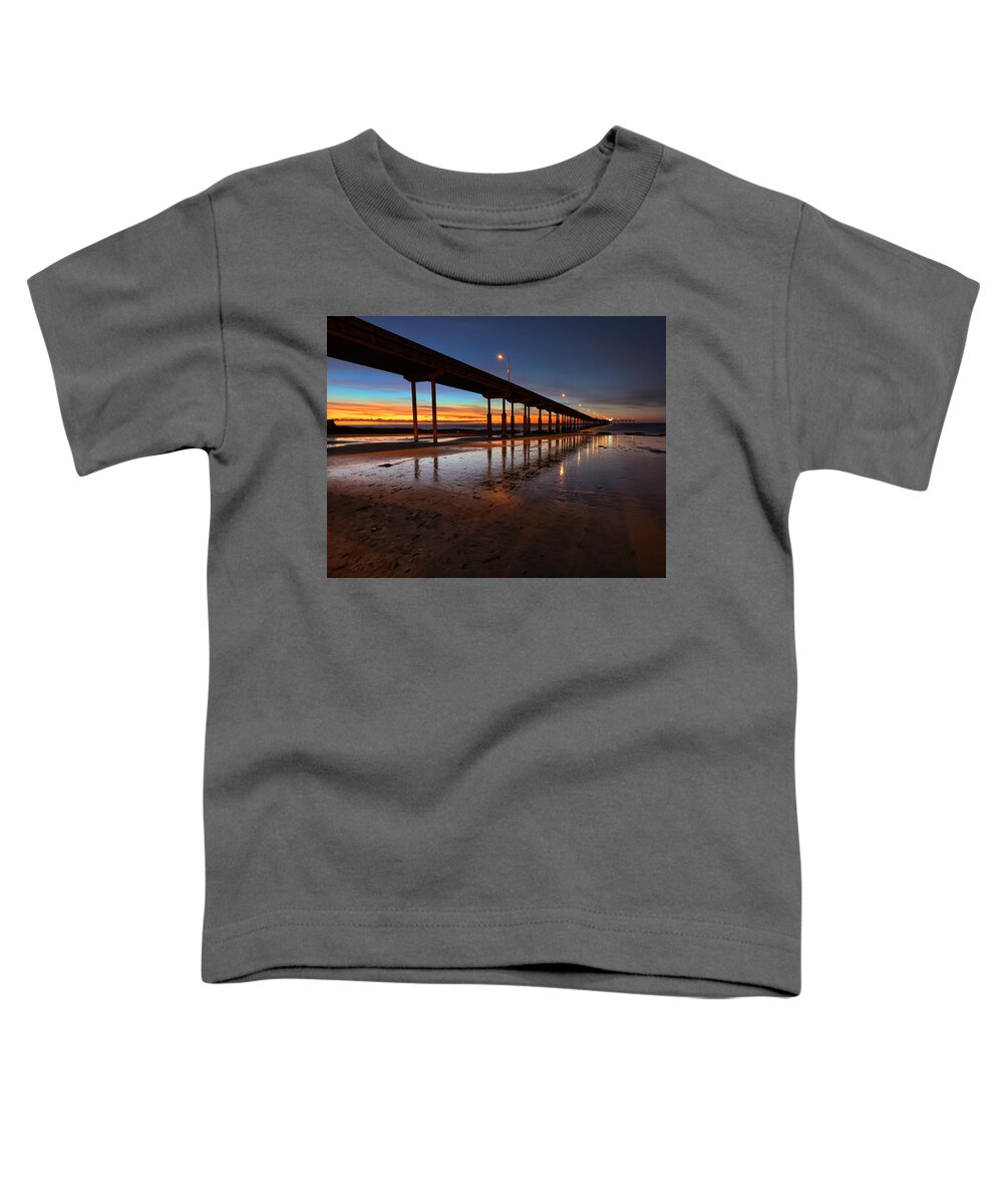 Sunset Toddler T-Shirt featuring the photograph Ocean Beach California Pier 4 by Larry Marshall