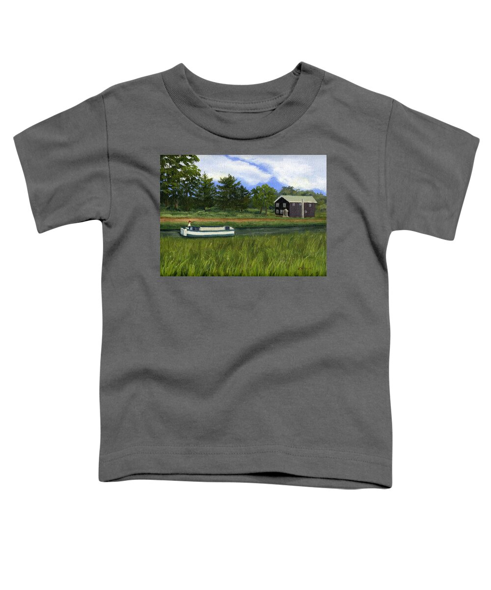 Erie Canal Toddler T-Shirt featuring the painting Old Erie by Lynne Reichhart