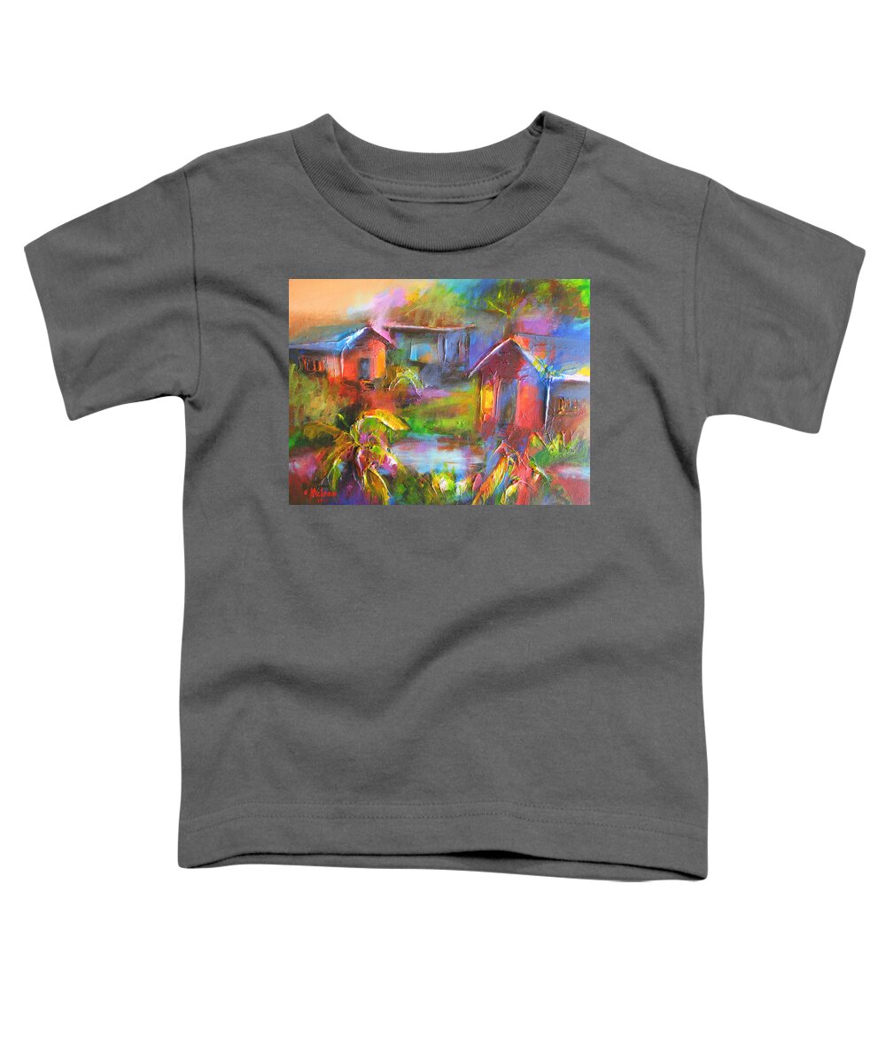 Abstract Toddler T-Shirt featuring the painting Old Houses by Cynthia McLean